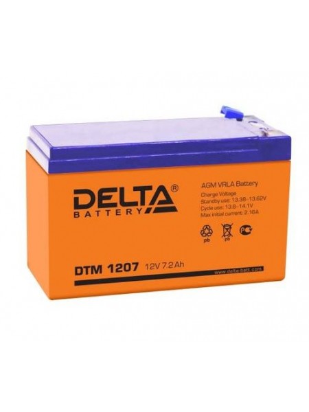 DTM1207. Аккумуляторная батарея свинцово-кислотная 12В 7 Ач. Delta